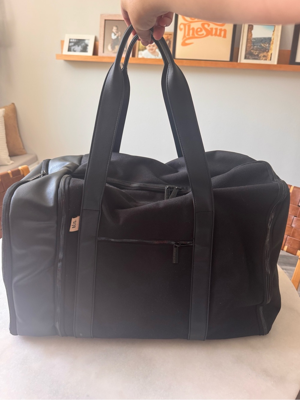 BEIS Black Duffel Bag with Tote Handles